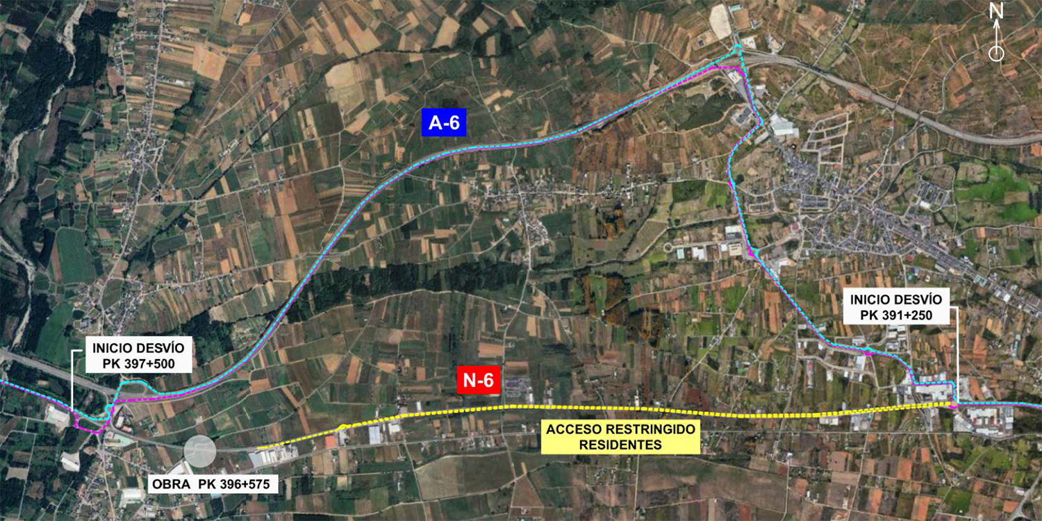 Afectación al tráfico en la N-6 a la altura de Carracedelo por la reparación del tablero de un paso superior