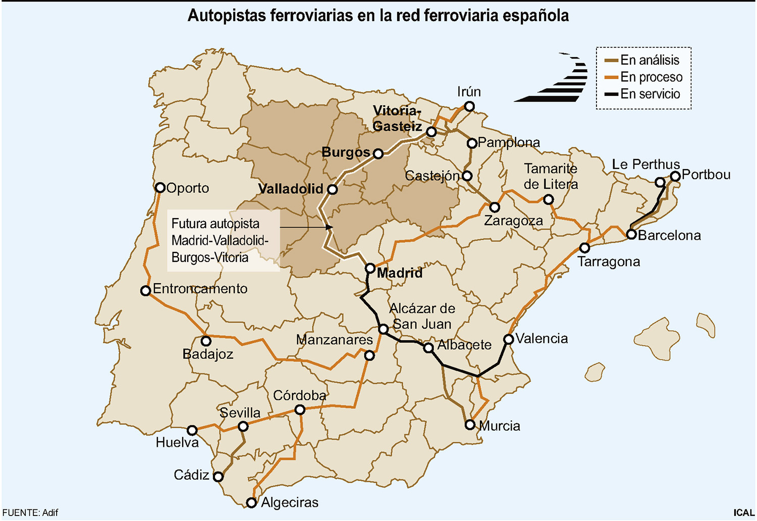 Autopistas ferroviarias en la red ferroviaria de España