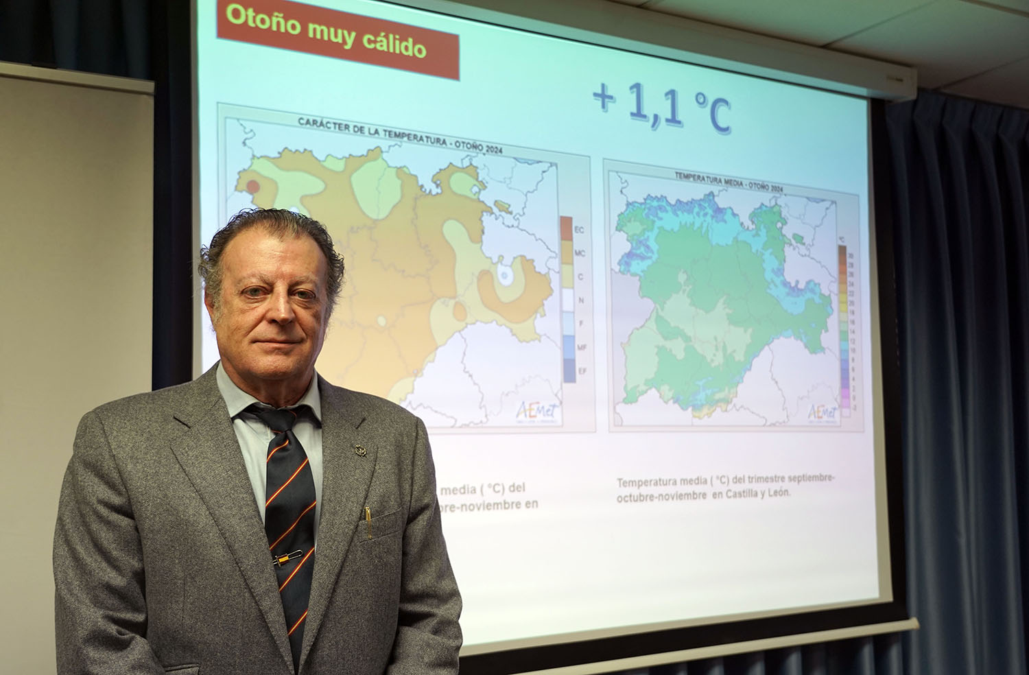 Rubén CachoICAL. El delegado de la AEMET en Castilla y León, Manuel Mora, informa a cerca del resumen climático del otoño y realizar un avance de la predicción para las Navidades.