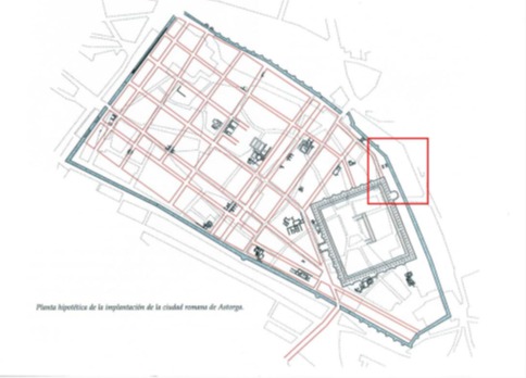 Mapa en el que se indica donde se lleva a cabo la rehabilitación de la muralla de Astorga