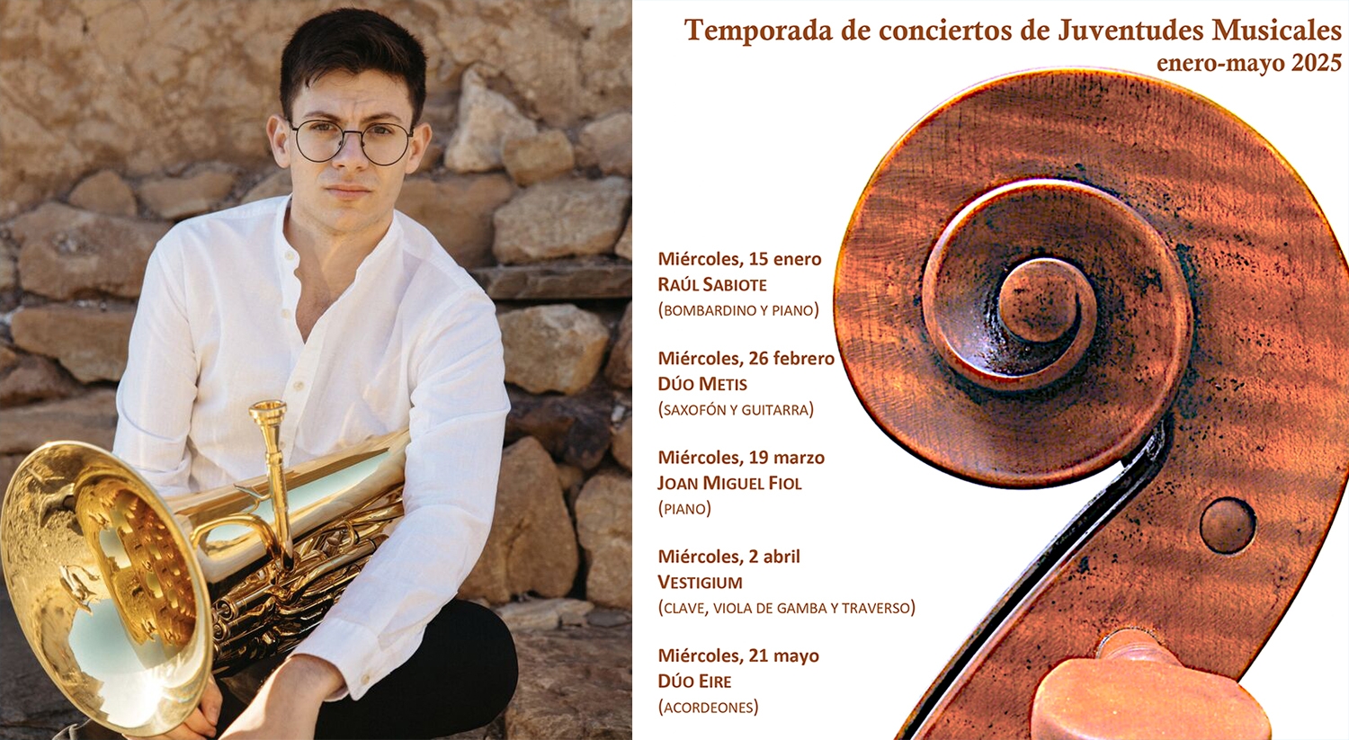 La temporada de Juventudes Musicales del Conservatorio de Ponferrada se abre con un concierto de bombardino y piano