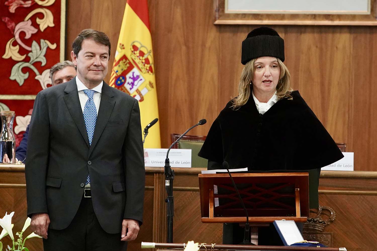 Campillo ICAL. El presidente de la Junta de Castilla y León, Alfonso Fernández Mañueco, asiste al acto de investidura de la nueva rectora de la Universidad de León, Nuria González Álvarez