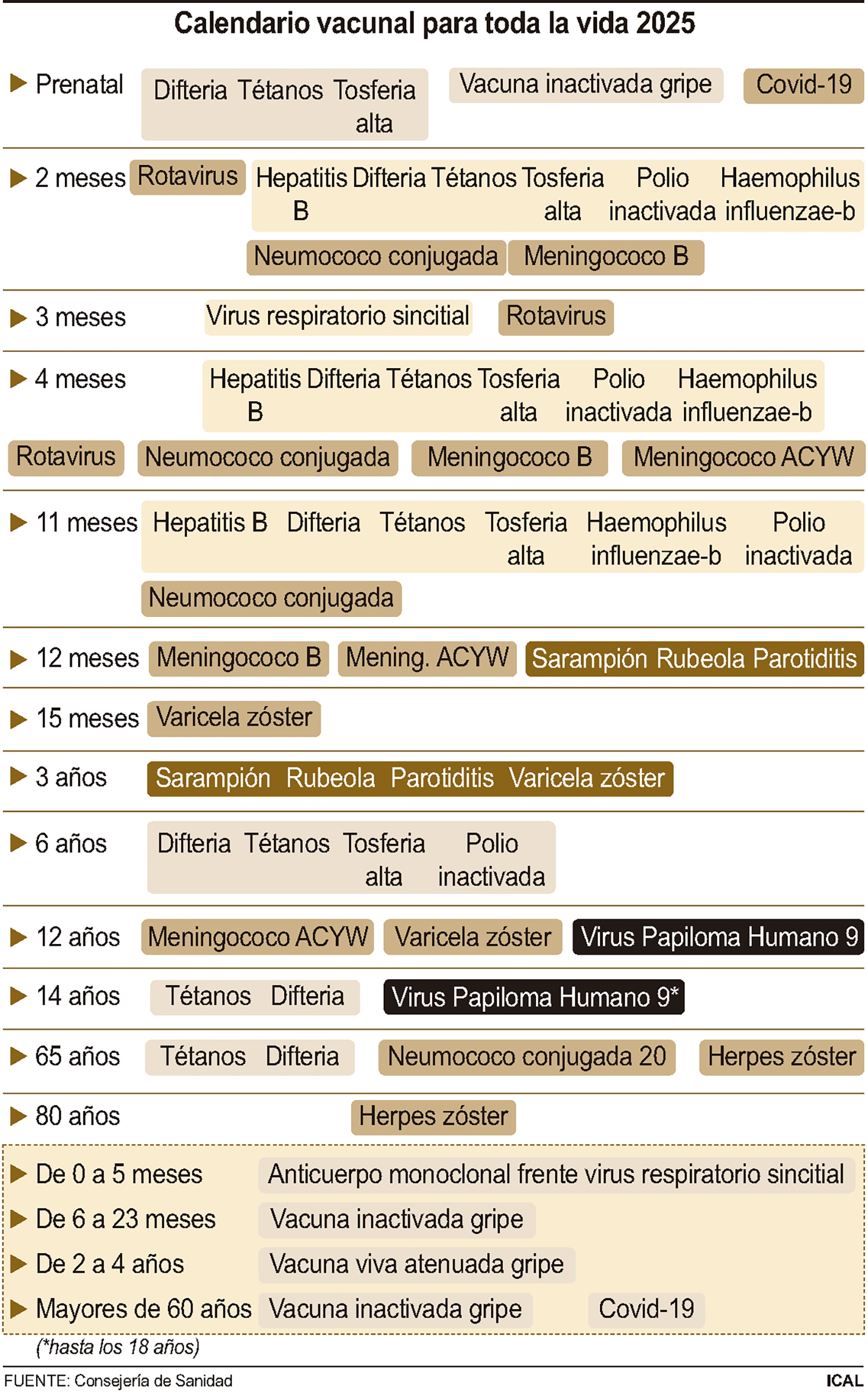 Calendario vacunacional para toda la vida 2025