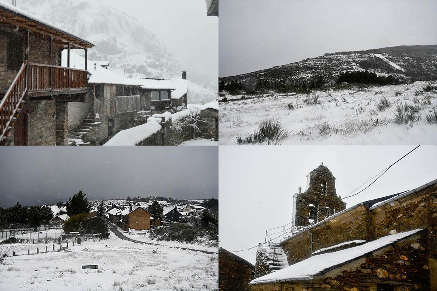 La borrasca Herminia deja un manto de nieve en San Cristobal de Valdueza y Peñalba