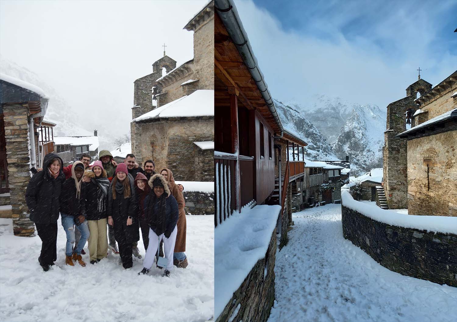 Estudiantes Erasmus en la nieve de Peñalba